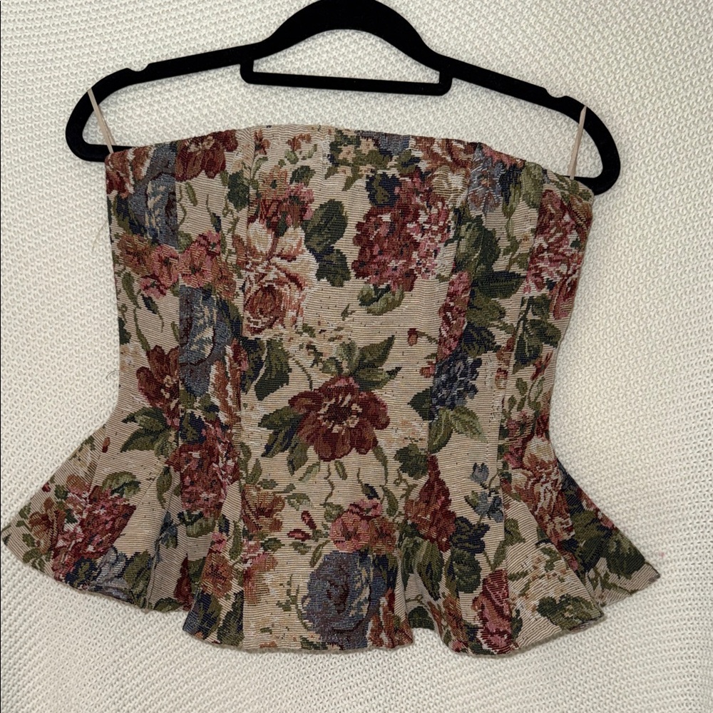 Floral Tapestry Corset Blouse